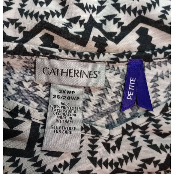 Catherines Shirt‎ Ladies 3x Petite Black Tan Fringe - Picture 4 of 6